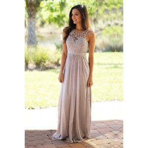 Maniju Gray Lace Maxi Dress Medium New